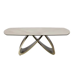 Table basse céramique brillante et pied graphique SYRA
