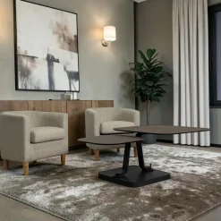 Table basse céramique bronze plateaux déployants LOMBARDIE