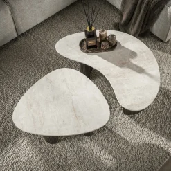 Table basse céramique 3D design organique (x2) MAHAL