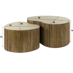 Table basse céramique 3D et bois, forme organique (x2) ASCOLI