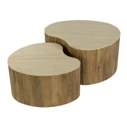 Table basse céramique 3D et bois, forme organique (x2) ASCOLI