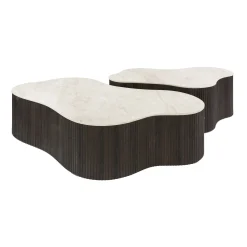 Table basse céramique 3D pied foncé 135 cm (lot de 2) MAHAL