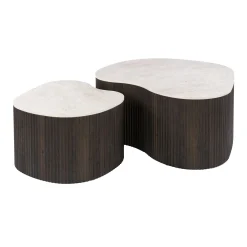 Table basse céramique 3D pied foncé (lot de 2) MAHAL