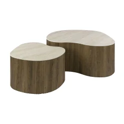 Table basse céramique 3D à pied rainuré (lot de 2) MAHAL