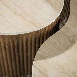 Table basse céramique 3D à pied rainuré (lot de 2) MAHAL