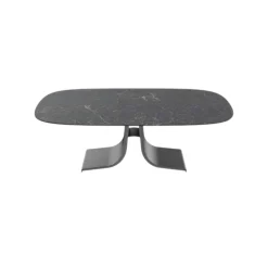 Table basse céramique grise marbrée pied ouvert LIGURIE
