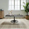 Table basse céramique grise marbrée, pied tulipe 115 cm LIGURIE