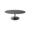 Table basse céramique grise marbrée ovale, pied tulipe LIGURIE