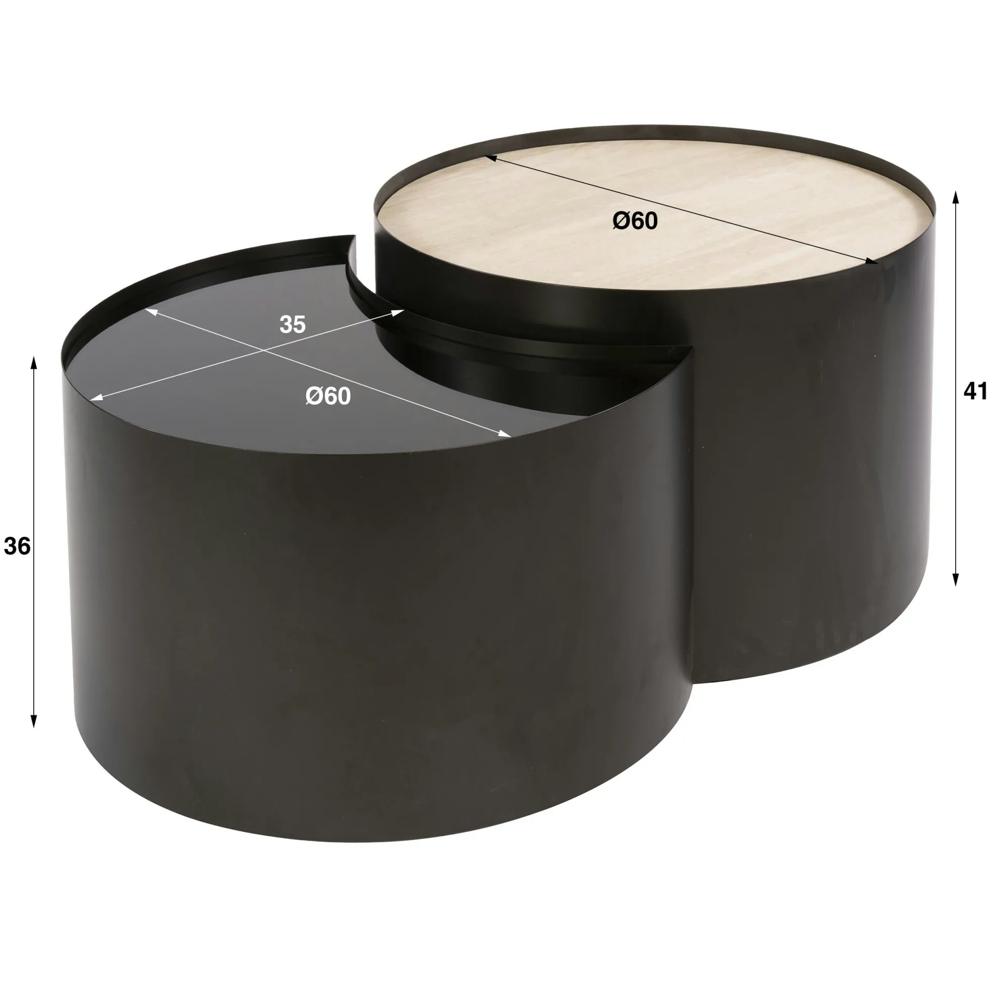 Table basse céramique verre fumé demi-lune (lot de 2) MAHAL