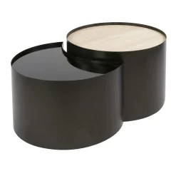 Table basse céramique verre fumé demi-lune (lot de 2) MAHAL