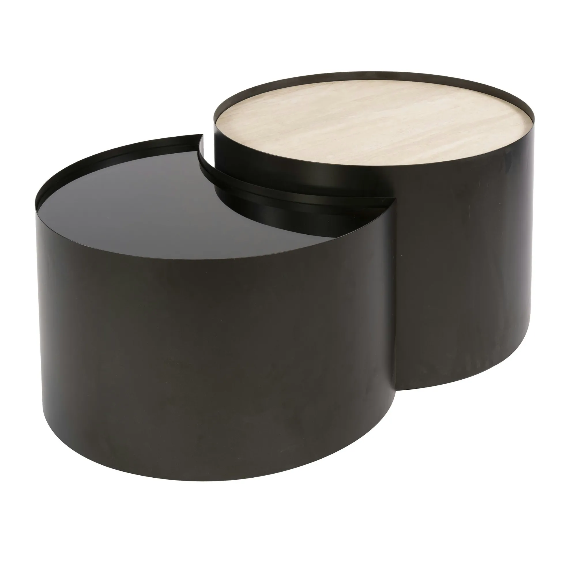 Table basse céramique verre fumé demi-lune (lot de 2) MAHAL