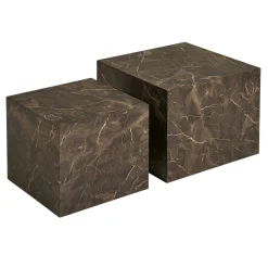 Table basse cube design effet marbre brun (lot de 2) TORANO