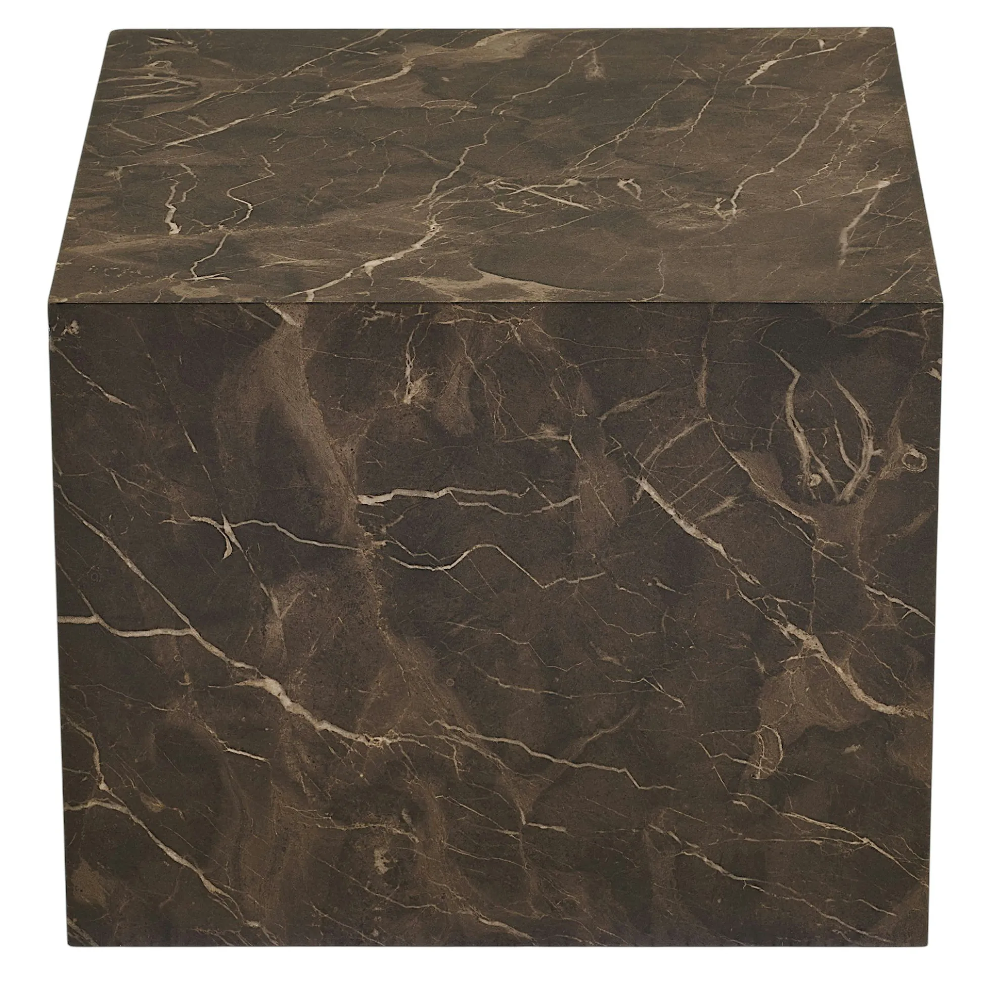 Table basse cube design effet marbre brun (lot de 2) TORANO