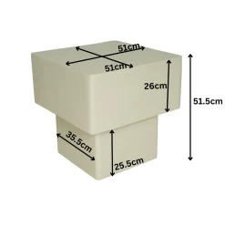 Table basse cube en bois sable à pied central ALMA