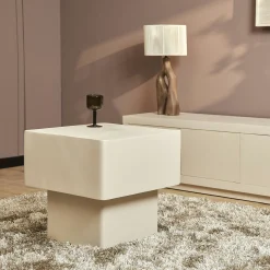 Table basse cube en bois sable à pied central ALMA