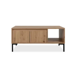 Table basse décor bois 2 portes 1 niche KARVI