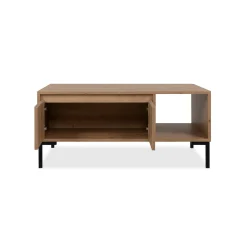 Table basse décor bois 2 portes 1 niche KARVI
