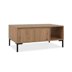 Table basse décor bois 2 portes 1 niche KARVI