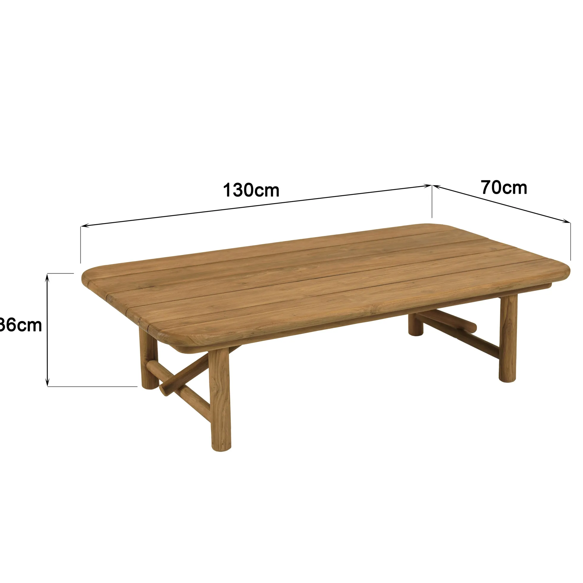 Table basse de jardin 130 cm en teck recyclé ORIA