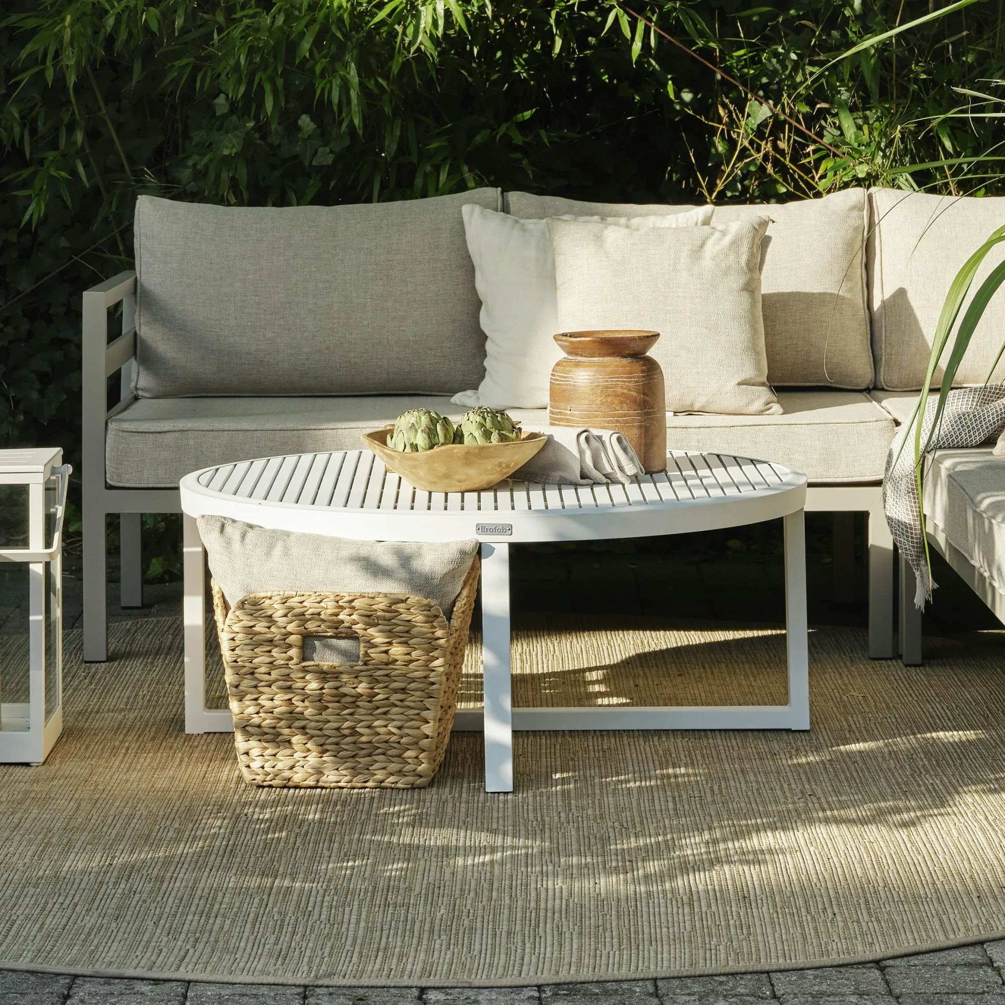 Table basse de jardin en aluminium blanc D 100 cm OSLO