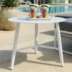 Table basse de jardin en aluminium blanc Ø 60 cm STOCKHOLM