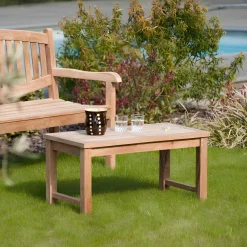 Table basse de jardin en Teck brut massif 90cm SUMMER