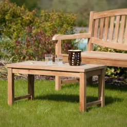 Table basse de jardin en Teck brut massif 90cm SUMMER