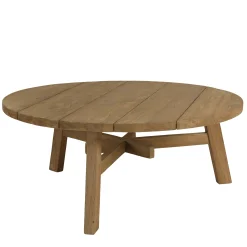 Table basse de jardin ronde en bois de teck recyclé naturel D95 cm SANTO
