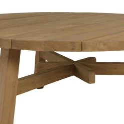 Table basse de jardin ronde en bois de teck recyclé naturel D95 cm SANTO
