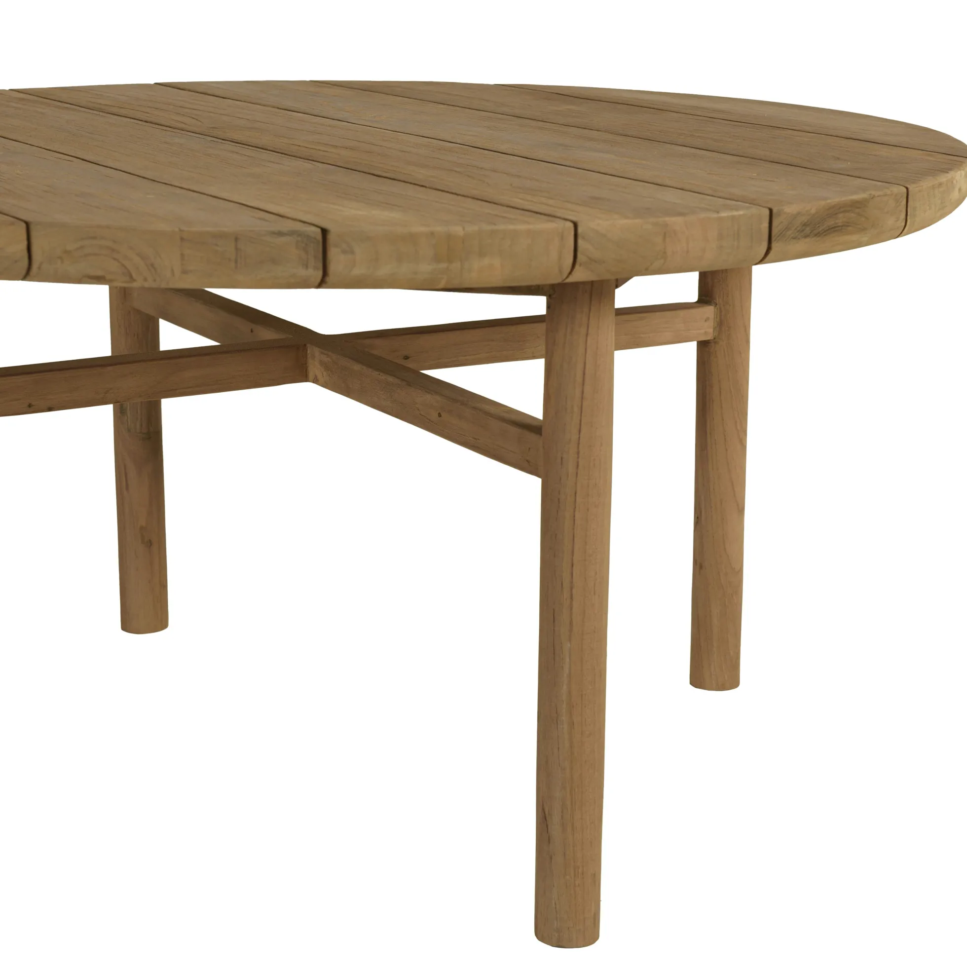 Table basse de jardin ronde en bois de teck recyclé naturel D80 cm SANTO