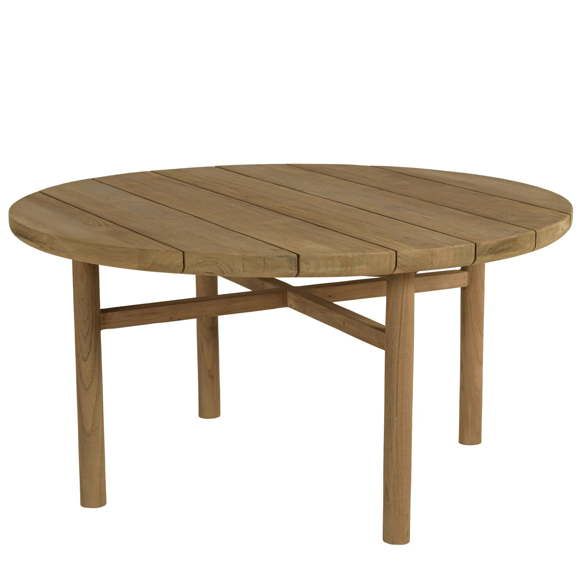 Table basse de jardin ronde en bois de teck recyclé naturel D80 cm SANTO