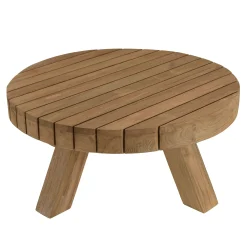 Table basse de jardin ronde teck recyclé naturel MANY