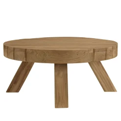 Table basse de jardin ronde teck recyclé naturel MANY