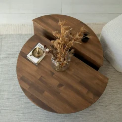 Table basse design en bois brun - 2 modules SITIA
