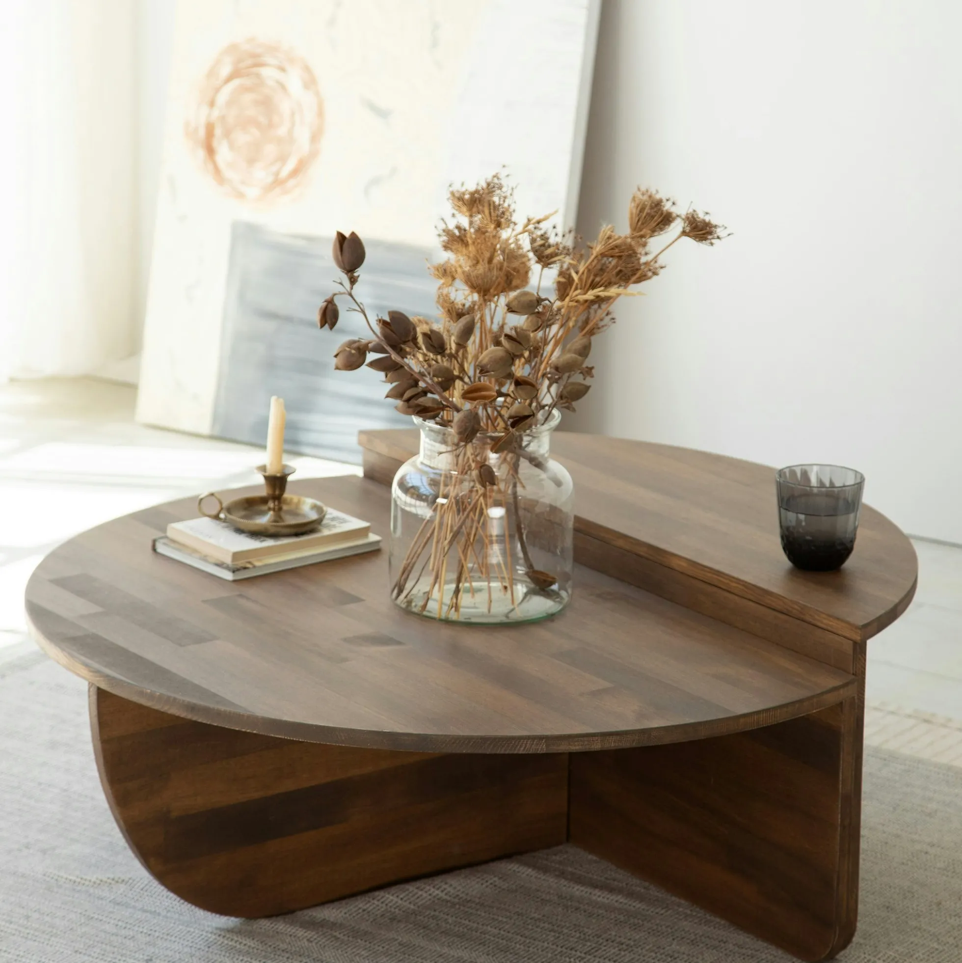 Table basse design en bois brun - 2 modules SITIA