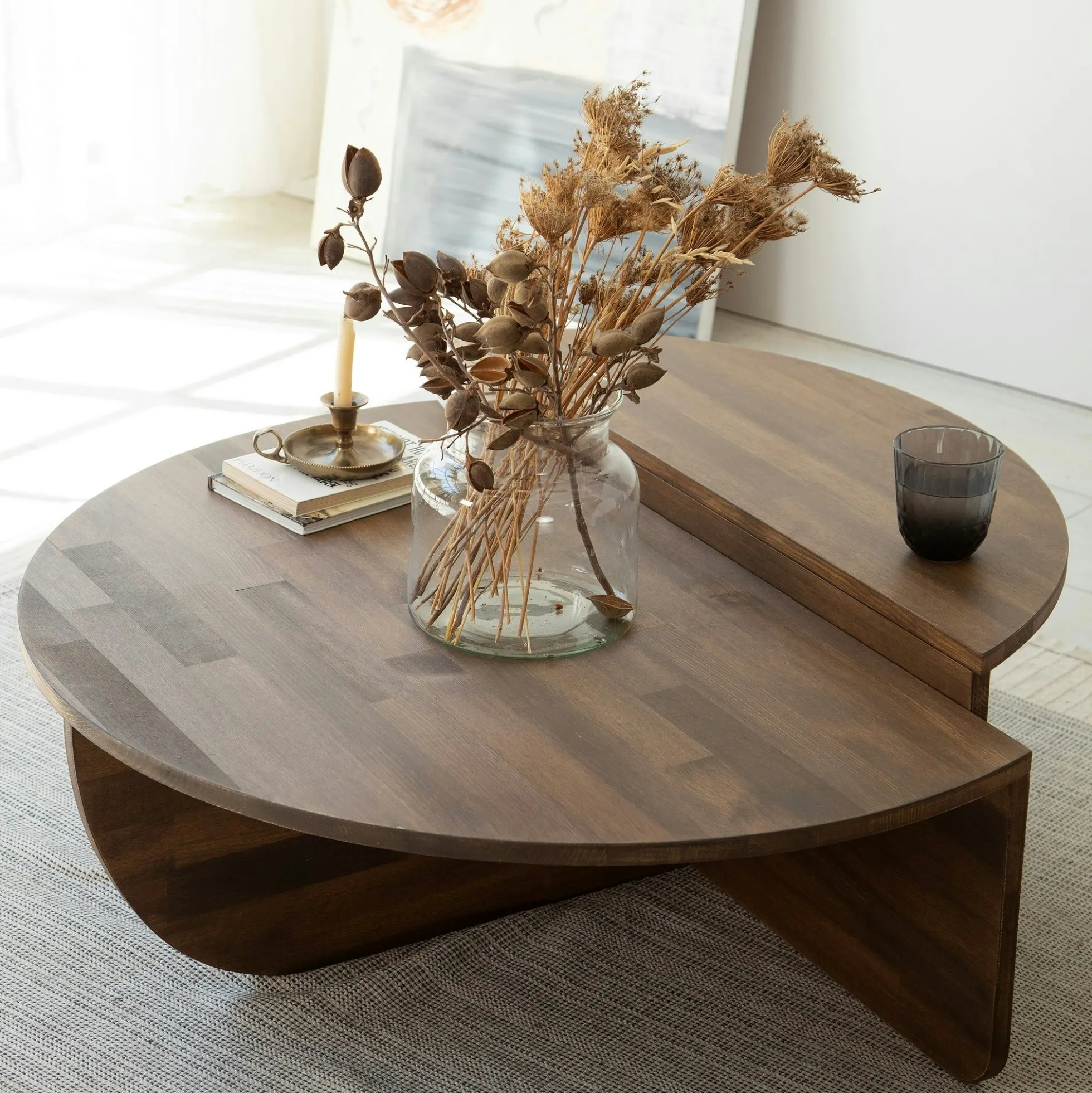 Table basse design en bois brun - 2 modules SITIA