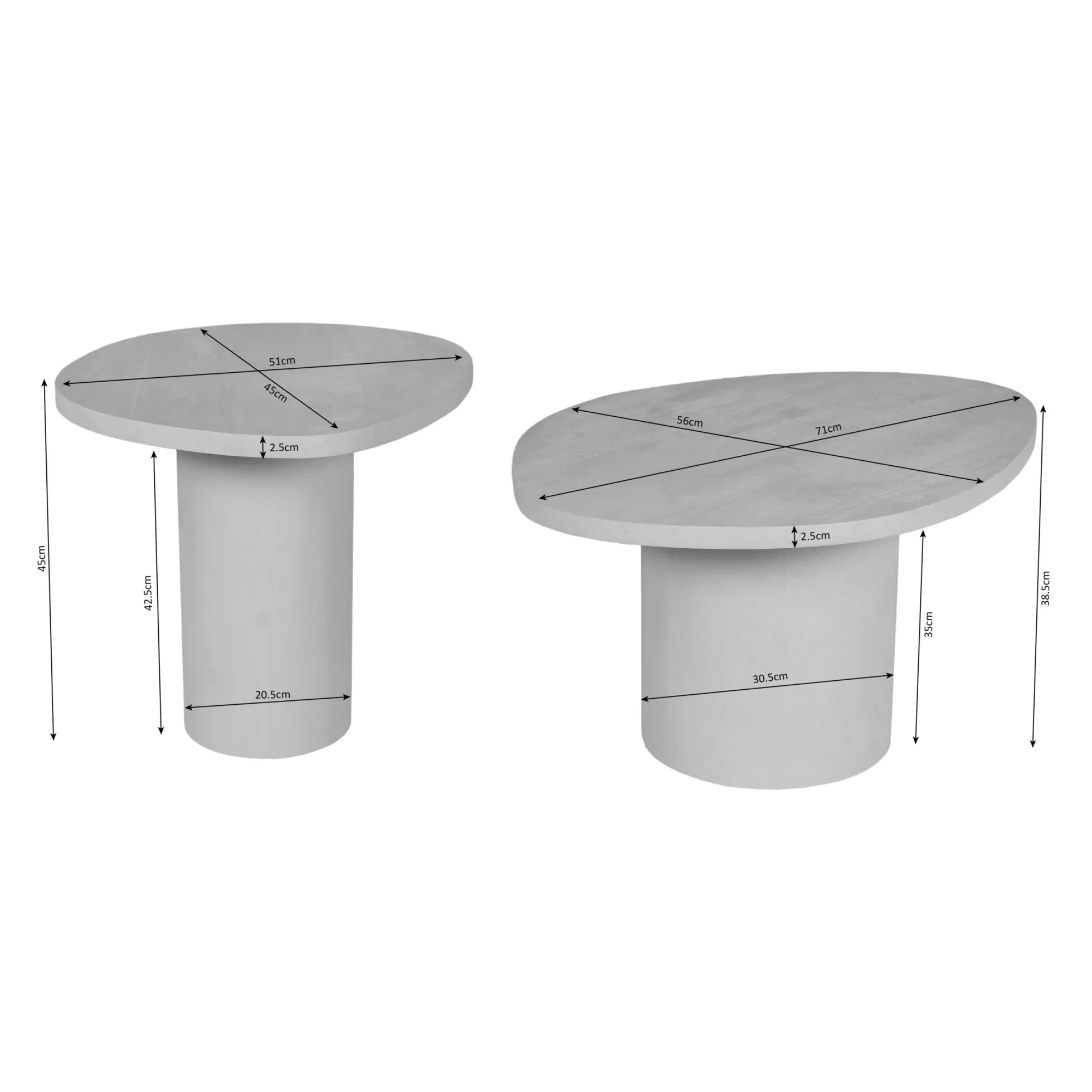 Table basse design organique en bois sable (lot de 2) ALMA