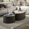 Table basse design organique céramique verre fumé (lot de 2) MAHAL