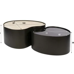 Table basse design organique céramique verre fumé (lot de 2) MAHAL