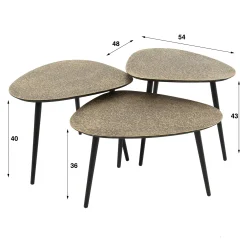 Table basse design organique effet cuivré (lot de 3) RALF