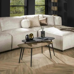Table basse design organique couleur anthracite et cuivré (2 pièces) RALF