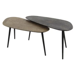 Table basse design organique couleur anthracite et cuivré (2 pièces) RALF