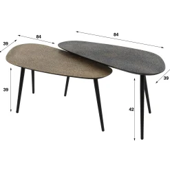 Table basse design organique couleur anthracite et cuivré (2 pièces) RALF