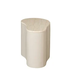 Table basse design organique marbre bois sable 50 cm DUOMO