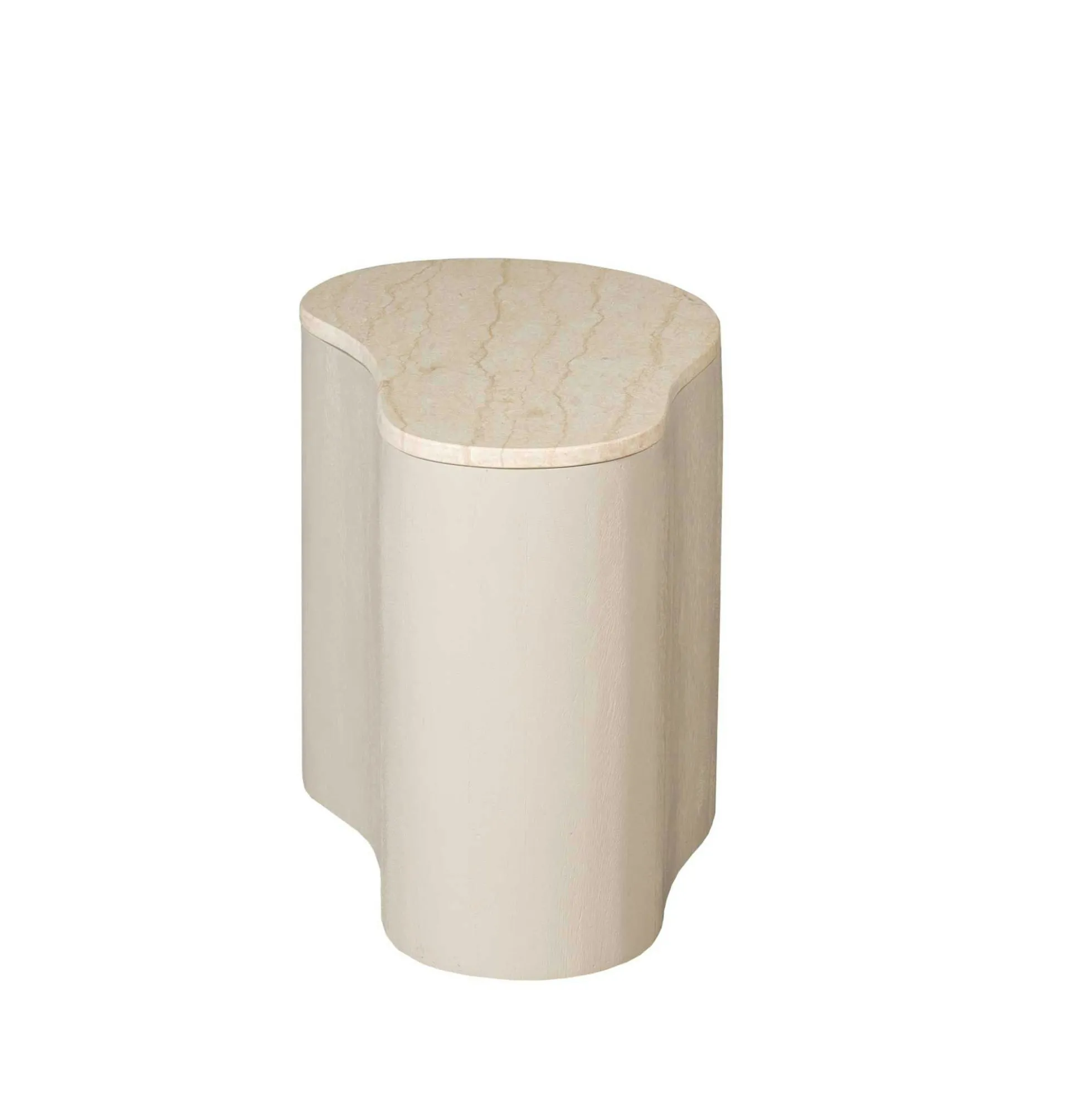 Table basse design organique marbre bois sable 50 cm DUOMO