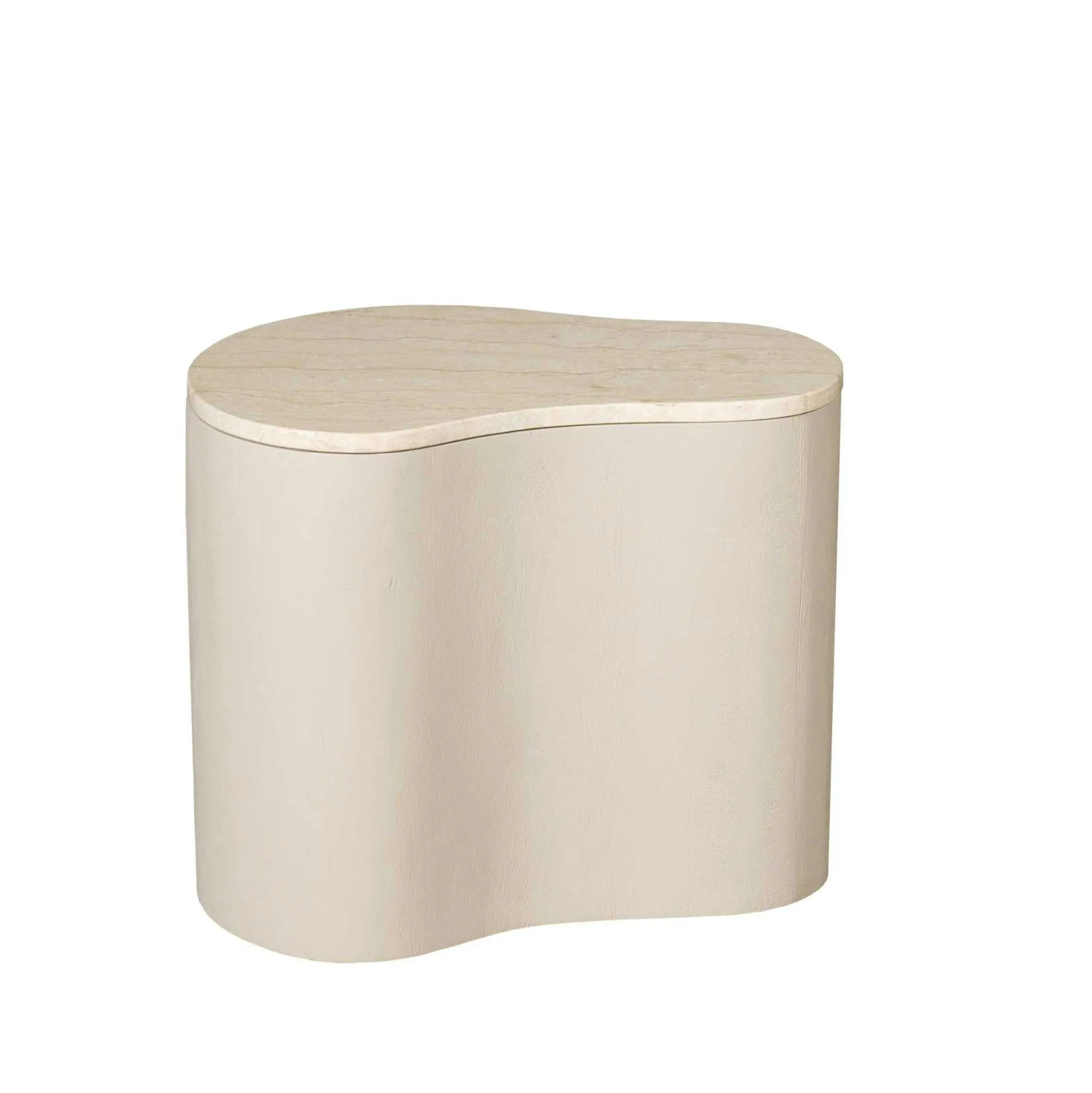 Table basse design organique marbre bois sable 50 cm DUOMO
