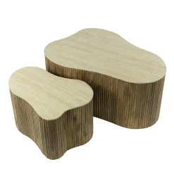 Table basse design organique effet travertin 3D (x2) ASCOLI