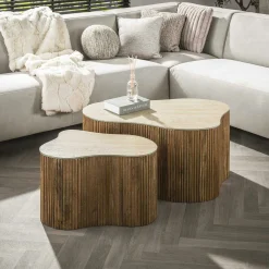 Table basse design organique effet travertin 3D (x2) ASCOLI