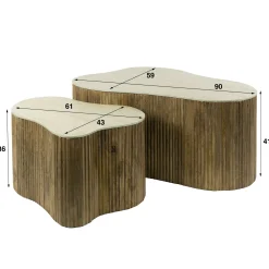 Table basse design organique effet travertin 3D (x2) ASCOLI