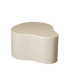 Table basse design organique marbre bois sable 77 cm DUOMO